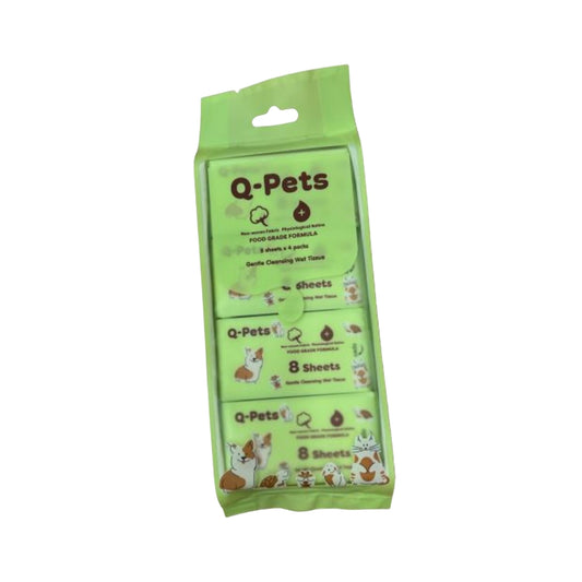 Q-Pets:迷你溫和清潔濕紙巾-8pcs x4