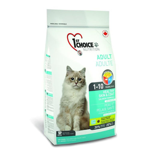 1st Choice: Salmon Formula Cat Food for Adult Cats - Promotes Healthy Coat and Skin, Reduces Hairballs