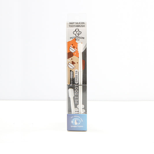 Petedison: 360° silicone toothbrush for cats and dogs with replacement pack