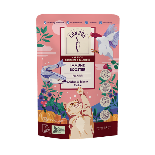 RonRon: Chicken, Salmon, and Vegetable Soup Adult Cat Food Pouch 75g