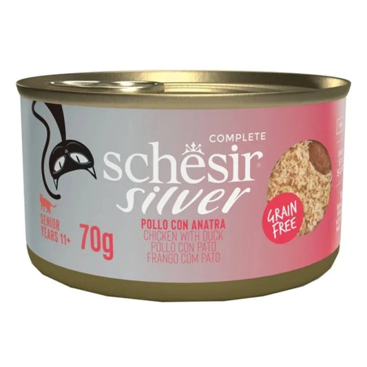 Schesir:SILVER -雞肉&鴨肉高齡貓主食罐70g