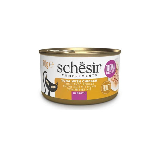 Schesir :Wet Original 湯煮 - 吞拿魚雞肉貓罐頭 - 70g