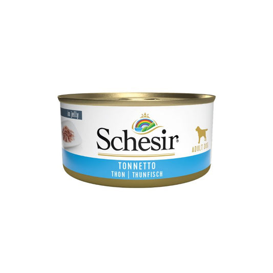 Schesir 全天然吞拿魚狗罐頭 150g - 純吞拿魚肉無添加,可作主食或拌糧,適合全齡犬補充蛋白質