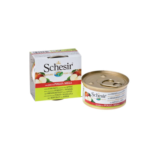 Schesir 雪詩雅 : 全天然水果水煮-雞肉蘋果飯貓罐頭|Schesir - All Natural Fruit Boiled Chicken Apple Rice Canned Cat Food