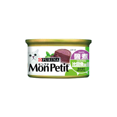 Mon Petit 貓倍麗 : 至尊醬煮比目魚及蝦貓罐頭