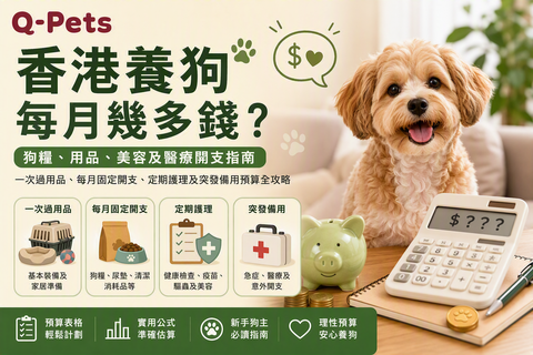香港養狗每月開支指南，涵蓋狗糧、用品、散步、訓練、美容及醫療預算