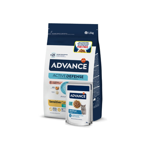 Advance 愛旺斯：特殊絕育貓糧過敏護理1.5kg+成貓濕糧2包