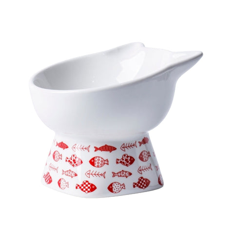 Chocolate：高腳魚形斜口陶瓷碗白紅色