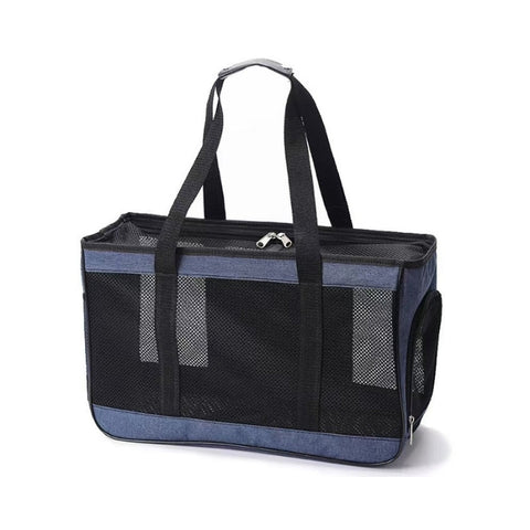 Chocolate：透氣四面網格寵物手提袋-藍色