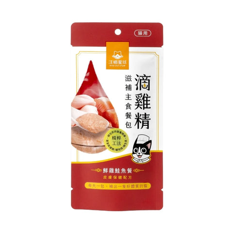 Dogcatstar 汪喵星球: 貓用滴雞精鮮雞鮭魚主食餐包 -40g