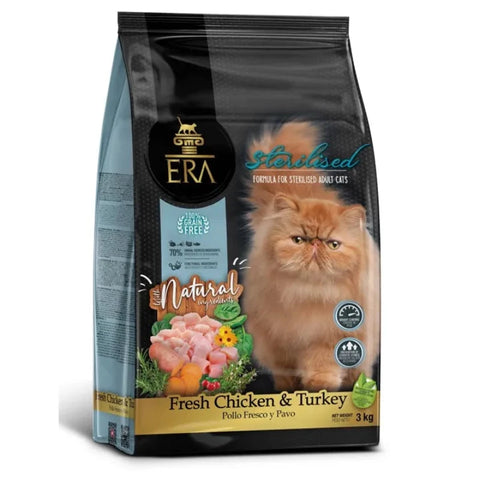 ERA 新鮮雞肉火雞無穀物成貓糧 - 無穀低敏配方，高肉含量支持理想體態及泌尿健康，適合全品種成貓