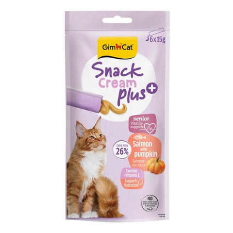 GIMCAT: Grain-Free Meat Strips with Salmon and Pumpkin for Senior Cats (6 x 15g)