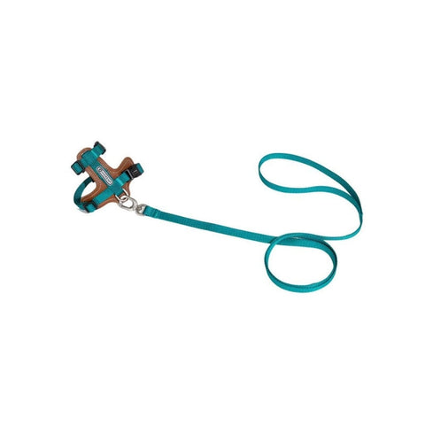 Hidream：皮革工字貓貓胸背帶牽引繩-綠