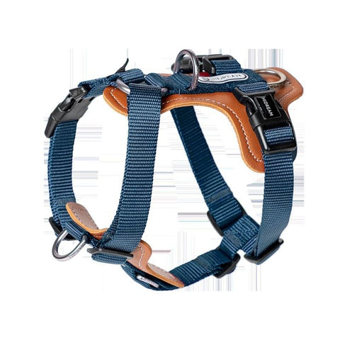 Hidream: Leather I-beam dog harness - Dark Blue - L