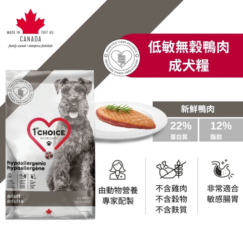 1st Choice 壹之選: 低敏無穀鴨肉成犬糧