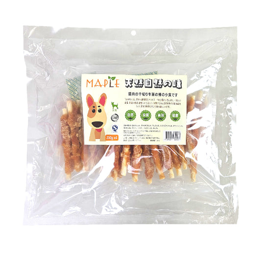 Maple: 雞肉絲包牛皮棒狗小食 - 250gx4包