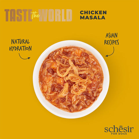 Schesir: Taste The World - Chicken Masala Dog Food Canned Food - 150g