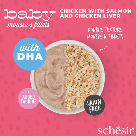 Schesir: Baby Series - Chicken &amp; Salmon Mousse Main Course Jars - 3 Jars - 55g x 3 