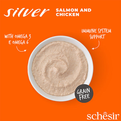 Schesir：SILVER -三文魚&雞高齡貓主食慕斯餐包80g