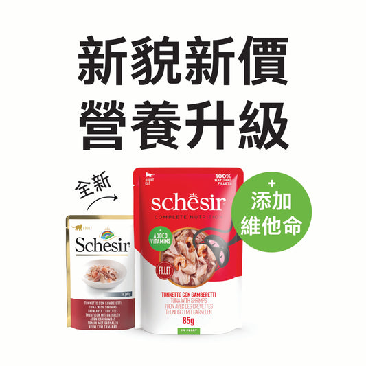 Schesir：PHASE 2 -吞拿魚鮮蝦貓主食啫喱餐包85g