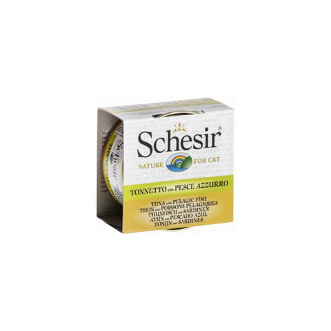 Schesir：吞拿魚沙丁魚湯煮貓罐頭 - 70g