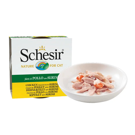 Schesir ：Wet Original 啫喱 - 雞肉絲蟹肉貓罐頭 - 85g