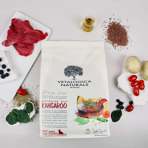 Vetalogica Naturals: Grain-Free Wild Kangaroo Meat Hypoallergenic Cat Food for Adults
