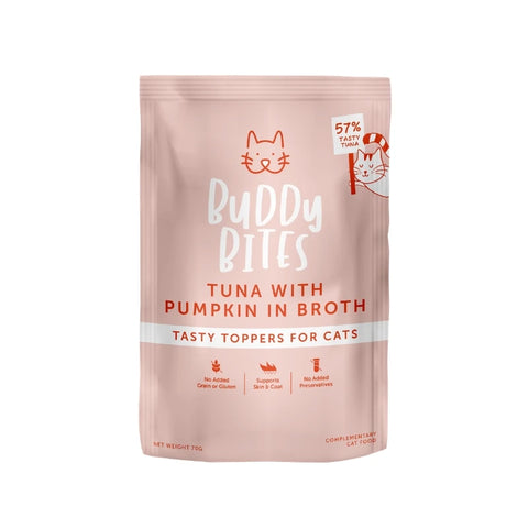 Buddy Bites：吞拿魚南瓜魚高湯貓湯包-70g