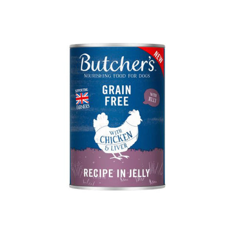 Butcher's - Grain Free Chicken And Liver Jelly Staple Food Can For Adult Dogs