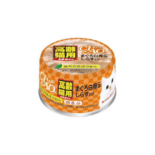 Ciao 伊納寶 : 歲老貓-吞拿魚加白飯魚慕絲|Ciao - Old Cat Tuna With Rice Fish Mousse