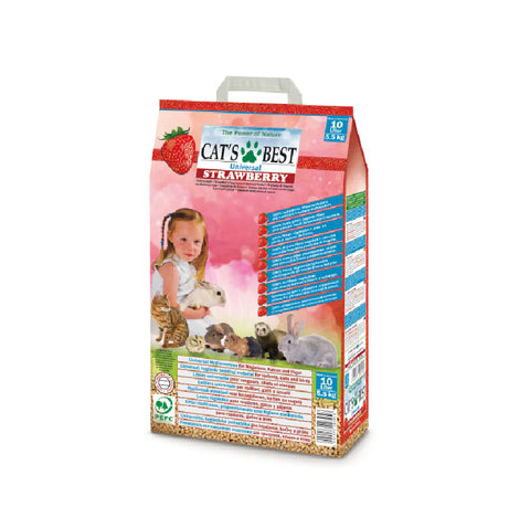 Cat'S Best - Special Strong Smell Absorbing Strawberry Flavored Wood Pellets For Small Animals