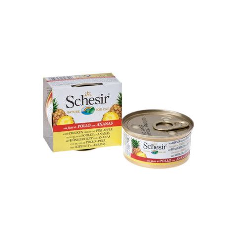 Schesir - All Natural Fruit Boiled Chicken  Pineapple Rice  Canned Cat Food