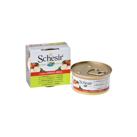 Schesir - All Natural Fruit Boiled Chicken  Apple Rice  Canned Cat Food
