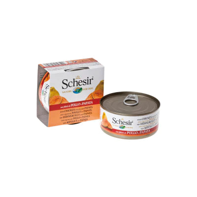 Schesir 雪詩雅 : 全天然雞肉絲木瓜及飯狗罐頭|Schesir - All Natural Shredded Chicken Papaya And Canned Rice Dog