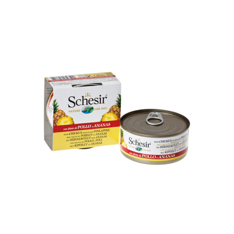 Schesir - All Natural Shredded Chicken  Pineapple And Canned Rice For Dogs